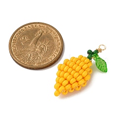 Glass Seed Beaded Lemon Pendants&nbsp;PALLOY-MZ00787