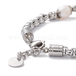 Round Mixed Gemstone & Natural Pearl Beaded Bracelet for Girl Women&nbsp;BJEW-F418-07