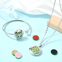 1Pc Stainless Steel Open Cuff Bangles & 1Pc Stainless Steel Pendant Neclace&nbsp;AJEW-SC0004-06A