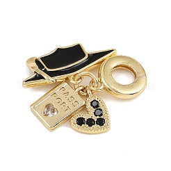 Brass Pave Clear Cubic Zirconia European Dangle Charms&nbsp;KK-N271-31G