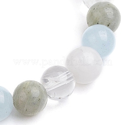 Round Natural Mixed Gemstone Beaded Stretch Bracelets for Womenm Men&nbsp;BJEW-JB11555