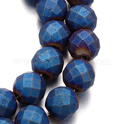 Frosted Electroplated Non-magnetic Synthetic Hematite Bead Strands&nbsp;G-E304-54