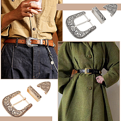 2 Sets 2 Styles Belt Alloy Buckle Sets&nbsp;FIND-BC0004-54