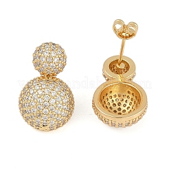 Flat Round Clear Cubic Zirconia Stud Earrings&nbsp;EJEW-S235-03P