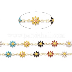 Handmade Brass Enamel Link Chains&nbsp;CHC-I035-13G-01