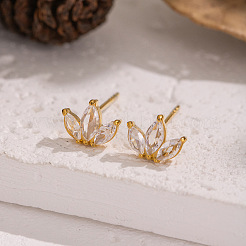 304 Stainless Steel Flower Stud Earrings&nbsp;WA7046
