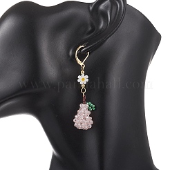 Electroplate Glass & 304 Stainless Steel Leverback Dangle Earrings&nbsp;EJEW-MZ00724