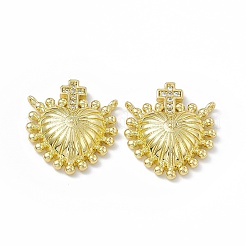 Rack Plating Eco-Friendly Brass Cubic Zirconia 2-Loop Pendants&nbsp;KK-B065-22G