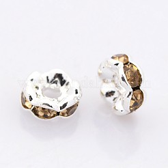 Brass Rhinestone Spacer Beads&nbsp;RB-A014-L6mm-14S
