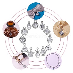 48Pcs 12 Style Alloy Cubic Zirconia Charms&nbsp;ZIRC-SZ0001-44