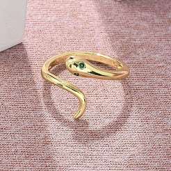 Brass Micro Pave Cubic Zirconia Cuff Rings for Women&nbsp;RJEW-Z084-01G-04