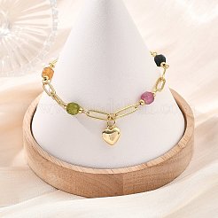 Brass Heart Charm Bracelets&nbsp;BJEW-JB13880