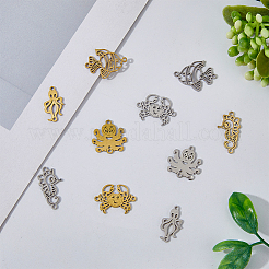 20Pcs 10 Styles 201 Stainless Steel Connector Charms&nbsp;STAS-DC0013-91