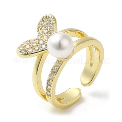 Heart Brass Micro Pave Cubic Zirconia Open Cuff Ring for Women&nbsp;LS-RJEW-F154-03G-A