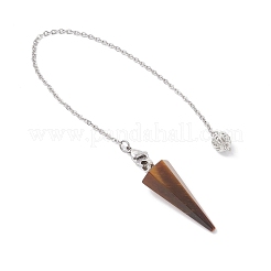 Natural Tiger Eye Cone Pendant Dowsing Pendulums&nbsp;HJEW-JM03967