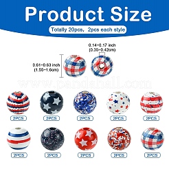 20Pcs 10 Styles Printed Natural Wooden Beads&nbsp;WOOD-YW0001-19