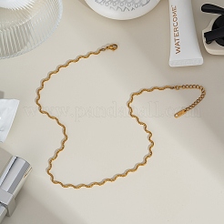 4MM 304 Stainless Steel Wavy Snake Chain Necklaces&nbsp;NJEW-C101-04G