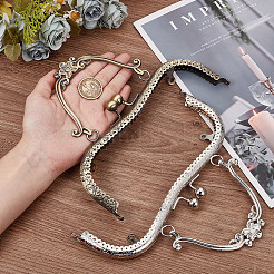 2Pcs 2 Colors Iron Flower Kiss Lock Purse Frame Handle&nbsp;AJEW-BBC0002-38A