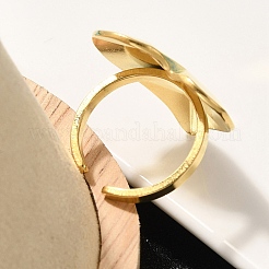 304 Stainless Steel Open Cuff Ring for Women&nbsp;RJEW-B109-03G-05
