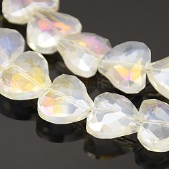 Faceted Heart Electroplate AB Color Plated Glass Beads Strands&nbsp;EGLA-P010-AB01