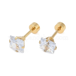 Square Glass Ear Fake Plugs&nbsp;EJEW-H105-24G-D