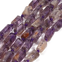 Natural Purple Phantom Quartz/Purple Lodolite Quartz Beads Strands&nbsp;GG-CBACBBC-A01-01