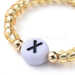 Glass Seed Beads Stretch Finger Rings&nbsp;RJEW-JR00304-M