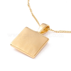 Ion Plating(IP) 304 Stainless Steel Square with Shell Pendant Necklace for Women&nbsp;NJEW-F292-06G