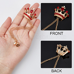 AHADEMAKER 3Pcs 3 Colors Rhinestone Crown with Hanging Safety Chains Brooch&nbsp;JEWB-GA0001-13