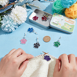 Glitter Powder Dog Paw Print Knitting Tool Alloy Needle Cap&nbsp;HJEW-NB00141