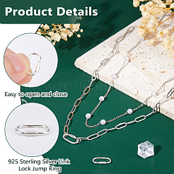 4Pcs 925 Sterling Silver Locking Carabiner Clasps&nbsp;STER-DC0001-74