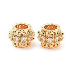 Brass Micro Pave Clear Cubic Zirconia European Beads&nbsp;KK-S394-03A