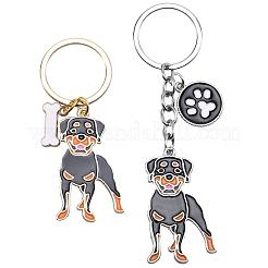WEWAYSMILE 2 pcs Dog Keychain Car Keychain Pet Pendant Key-Ring Lovely Dog Key-ring Portable Metal Keychain Gift for Pet Lover Birthday Puppy Theme Party Supplies (Rottweiler)&nbsp;JX797A