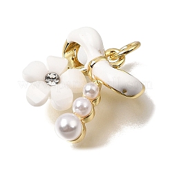Brass with White Enamel Pendants&nbsp;KK-CBAA632-04G