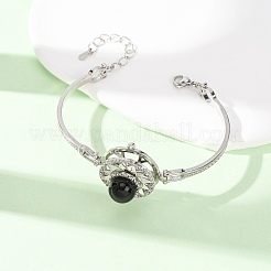 Rotating Sun Natural Obsidian Link Bracelets&nbsp;GG-CBA0251-11P-10