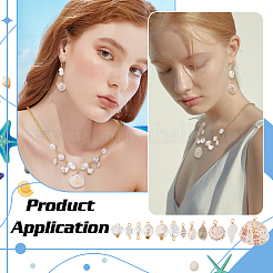 120Pcs 12 Styles Shell & Pearl Pendant & Connector Charms Findings Kits&nbsp;PALLOY-PH01933