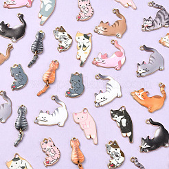 34Pcs 17 Styles Printed Alloy Pendants&nbsp;ENAM-YW0005-28