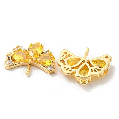 Real 18K Gold Plated Ginkgo Biloba Brass Micro Pave Cubic Zirconia Pendants&nbsp;KK-Q809-24G-02