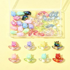 48Pcs 2 Styles UV Plated Acrylic Beads&nbsp;SACR-FS0001-37