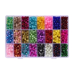 Spray Painted Crackle Glass Beads&nbsp;CCG-YW0001-02-6mm