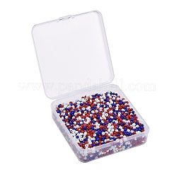 300G 6500pcs 3 Colors Independence Day Glass Seed Beads&nbsp;X1-SEED-LS0001-01