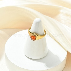 Natural Gemstone Sun 304 Stainless Steel Cuff Open Rings for Women&nbsp;RJEW-JR01065