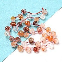 Natural Red Hematoid Quartz/Ferruginous Quartz Beads Strands&nbsp;G-H297-B18-02
