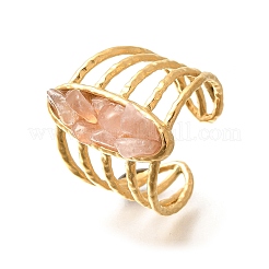 Natural Rose Quartz Chip Finger Rings for Women&nbsp;RJEW-R012-08G-02