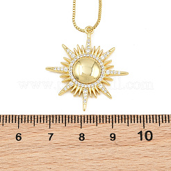 Brass Micro Pave Clear Cubic Zirconia Sun Pendant Adjustable Slider Necklaces&nbsp;KK-CBA4547-05G