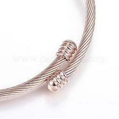 316 Surgical Stainless Steel Torque Bangles&nbsp;BJEW-D437-A37-RG