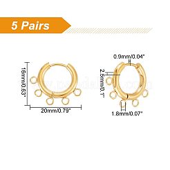 5 Pair 304 Stainless Steel Hoop Earring Findings&nbsp;STAS-UN0047-37