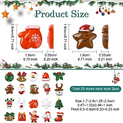 40Pcs 20 Styles Christmas Opaque Resin Decoden Cabochons&nbsp;RESI-YW0001-83