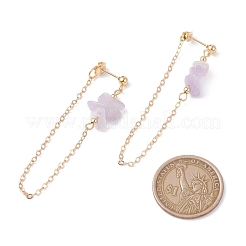 Natural Lavender Amethyst Chip Beads Dangle Stud Earrings for Women&nbsp;EJEW-TA00028-04