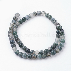 Natural Moss Agate Bead Strands&nbsp;G-G735-62-6mm
